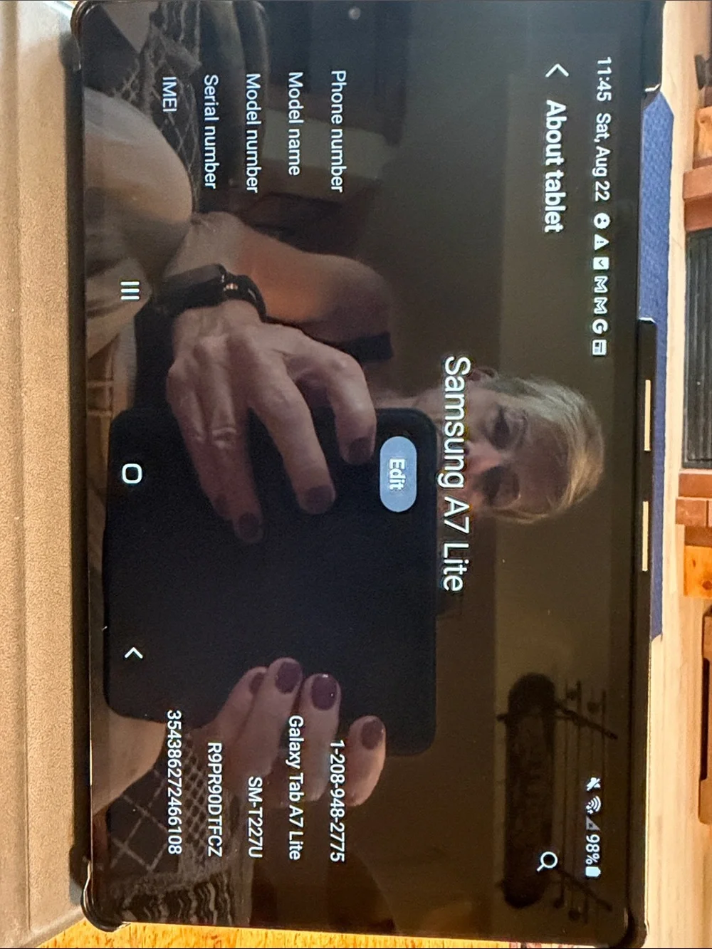 Samsung Tablet with Dark Gray Folding Smart Cover